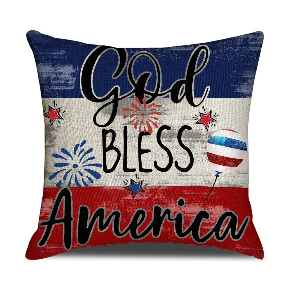 New American Independence Day Flag Line Pillow Cover Five-pointed Star-padded Letter Pillow Cover Backrest Cover