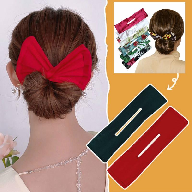 New Fashion Elegant Maker Hair Bands Women Summer Knotted Wire Headband Print Magic Roll Rings Ponytail French Twist Hairstyle Former Maker