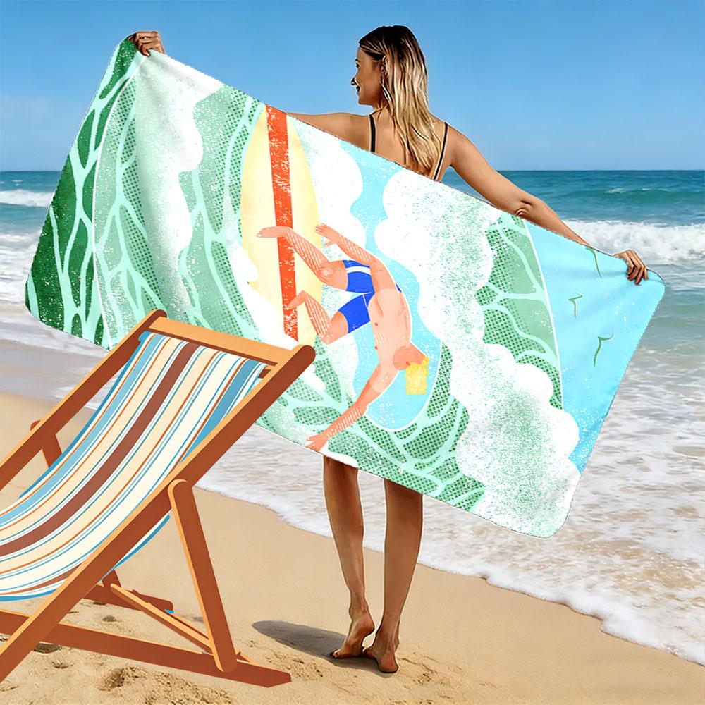 Surfer Riding Ocean Waves A must-have beach towel for beach travel