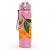 1PC Fresh Orange Citrus Fruit Watercolor Print 750ml Color Plastic Sports Water Bottle Leakproof Flip Straw Lid Suitable for Sports Office Home Use