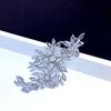 Floral Design Brooch with Cubic Zirconia Inlaid Non-Slip Buckle Scarf Badge Coats Sweaters Hats Bags Accessories