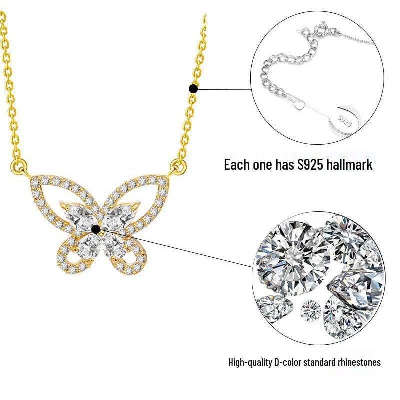 Phantom Butterfly S925 Silver Clavicle Pendant: Elegant, Versatile Luxury Necklace