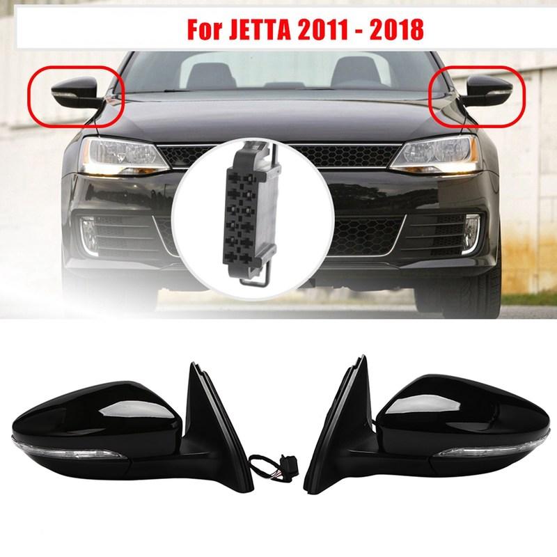 GOODDTC2 Right Side Rear View Mirror Assembly Power Glass Heated Turn Signal 6 Wires for JETTA 2011 - 2018 5C7857508 Black
