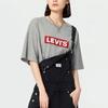 Levis Color Block Logo Printed Round Neck Short Sleeve T-Shirt Men Tops Gray 16143-0435