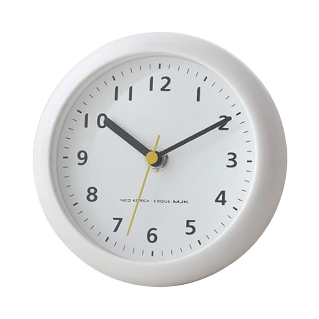 CUROVIREO Waterproof Mini Clock, Wall Mount, Suction Cup, Silent, 16cm, Analog, Tabletop, Freestanding, Rental-Friendly, No Drilling Required,