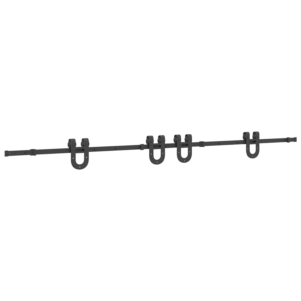 Sliding Door Hardware Set 366 cm Steel Black