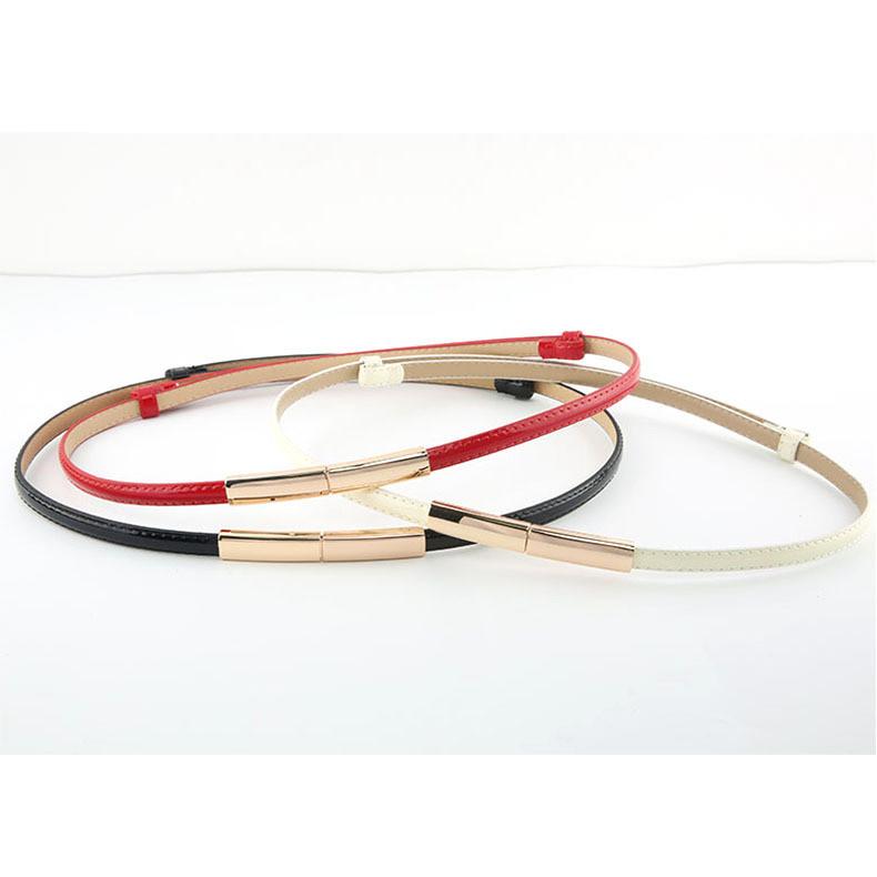 Fashionable Solid Color Gold Buckle Decoration Women Casual Slim Waist Belt For Fashion Dresses