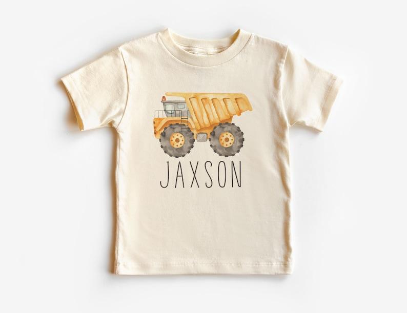 Personalized Dump Truck Toddler Shirt - Custom Construction Kids Name Tee - Boy Toddler Youth Kids Clothing