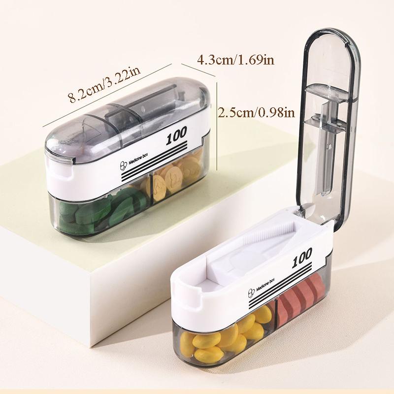 7-Day Portable Pill Organizer with Cutter Multi-Functional Moisture-Proof Medicine Storage Box Trendy Daily Health Management
