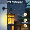 Solar Metal Flickering Flame LED Lantern Outdoor Hanging Light Heavy Duty Solar Powered for Yard Patio Christmas Decoration