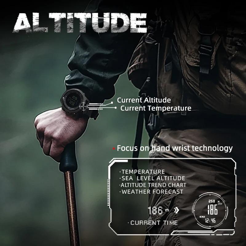 NORTH EDGE APACHE-46 Heren Digitale Horloge Buiten Sport Hardlopen Zwemmen Buiten Sport Horloges Hoogtemeter Barometer Kompas WR50M