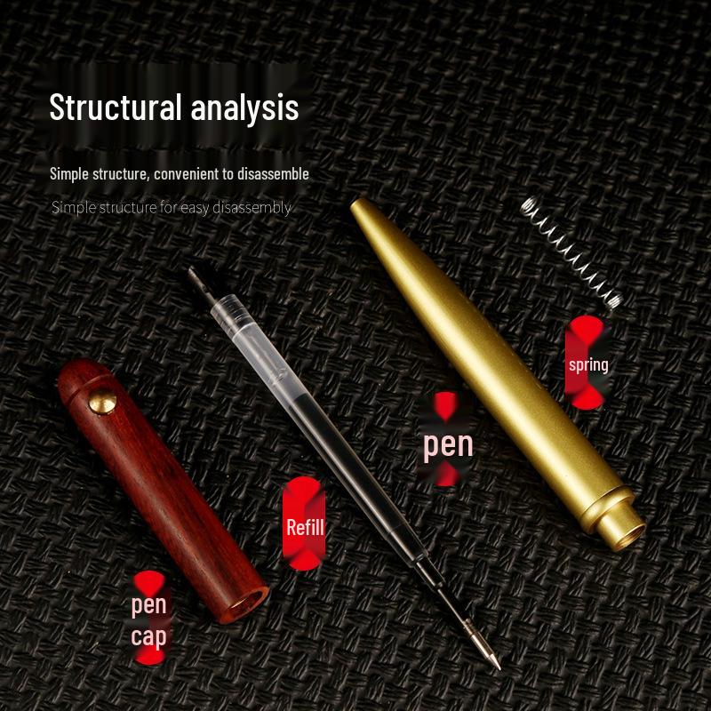 Brass Sandalwood Signature Pen Set - Solid Wood & Metal Business Gift