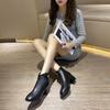 Winter Women's Plush Warm and Fashionable Back Zipper High-heeled Fashion Boots High Top Boots Leather Shoes Midsole Boots Women's Shoes