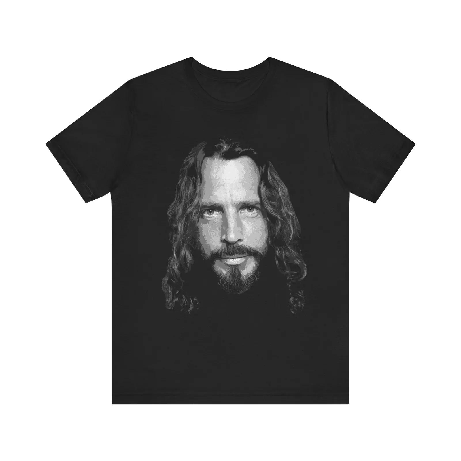 Chris Cornell Portrait Graphic Tee Shirt Cotton Black T-Shirt 2XL
