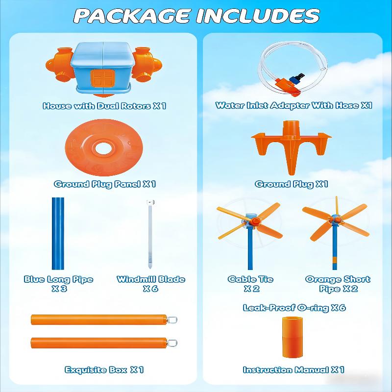 Windmill Water Sprinkler For Kids Summer Toys, 360° Spinning Splash Water Toy, Upgraded Double Sided With 6 Blades