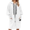 Women's Loose Casual Drawstring Zipper Hooded Warm Lambskin Long Coat