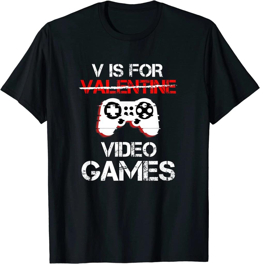 V Is for Video Games Valentine Day Videogames T-Shirt