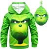 Festive Grinch Pattern Hoodie Kids Sweatshirt Pullover For How The Grinch Stole Christmas Fans
