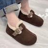 Cowhide Version All-inclusive Women's Velvet Thickened Warm Small Fashion Cotton Shoes One Pedal Lamb Wool Shoes