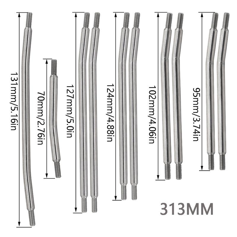 313mm/324mm Stainless Steel Link Set Linkage Chassis Steering Rod Kit For 1/10 RC Crawler Car Axial SCX10 SCX10 II 90046 Upgrade