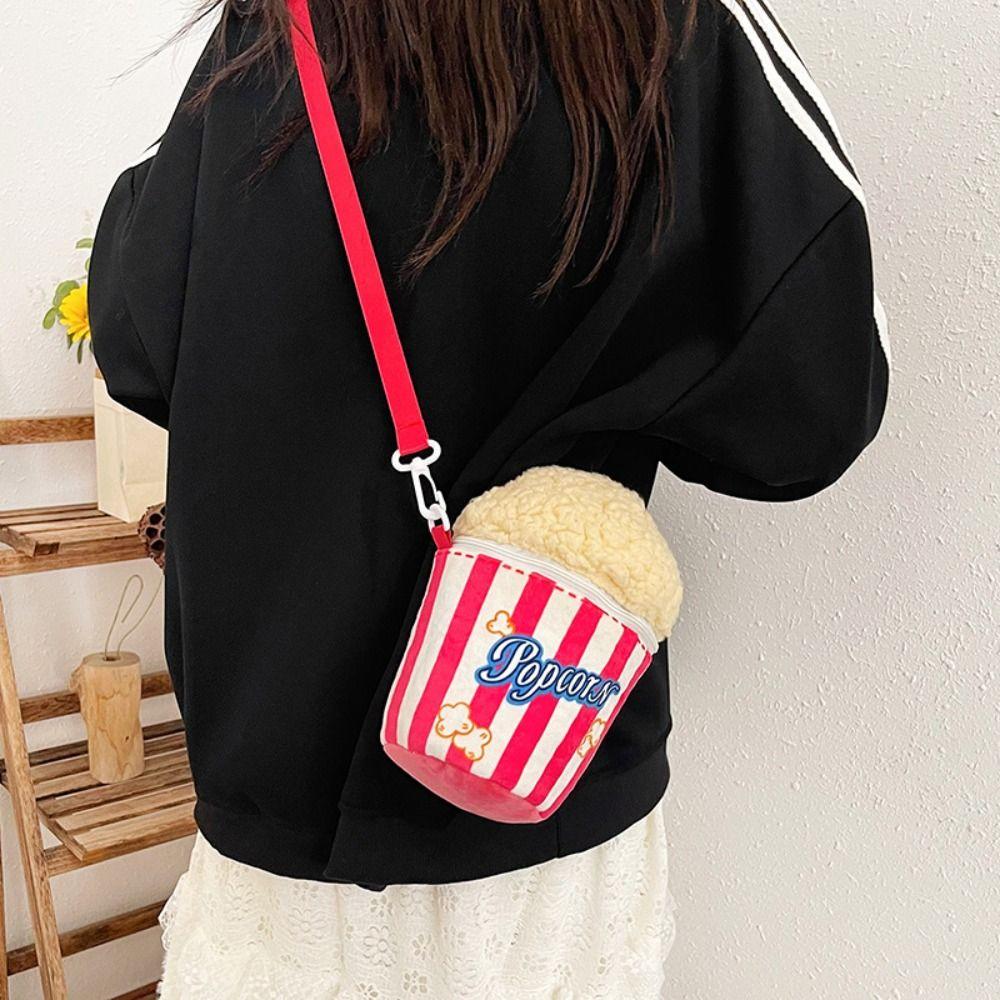 Personality Cartoon Popcorn Shoulder Bag Adjustable Strap Creative Bucket Bag  Outdoor