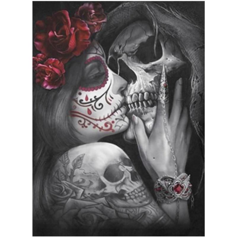 YSCOLOR Diamond Painting 5D Fai-da-te: Icona Teschio 30x40cm - Kit Completo Con Tela E Diamanti Rotondi