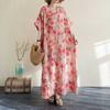 Summer Color Travel V-neck Retro Long Skirt Cotton Linen Dress