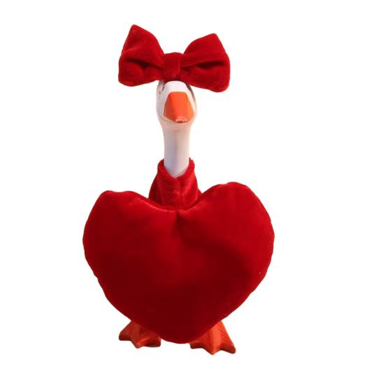 1 Set Valentine's Day Porch Goose Outfits Outdoor Garden Lawn Yard Goose Statue Velvet Bow Love Heart Costume Holiday Party Dress-up Clothing
