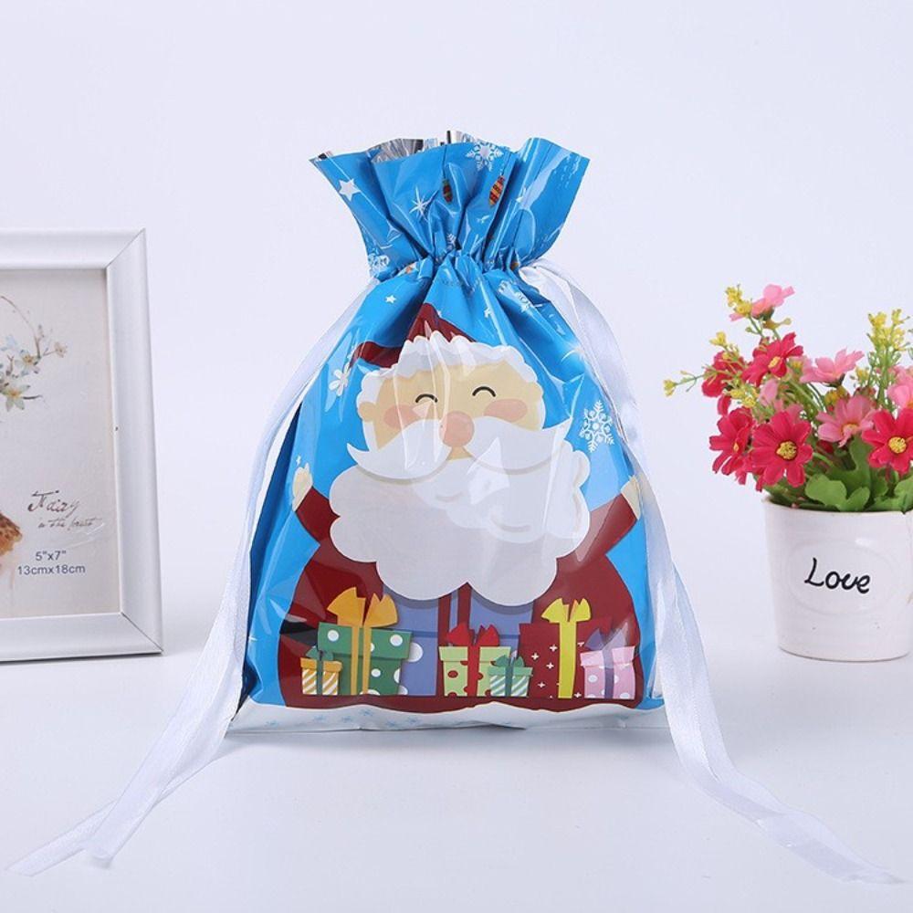 5Pcs Drawstring Christmas Candy Bags Large Candy Cookie Packaging Bag 2024 Gift Bag
