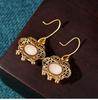 2022 Stylish Autumn/Winter Chinese Cold Enamel Peace Lock Tassel Earrings with Imitation Jade