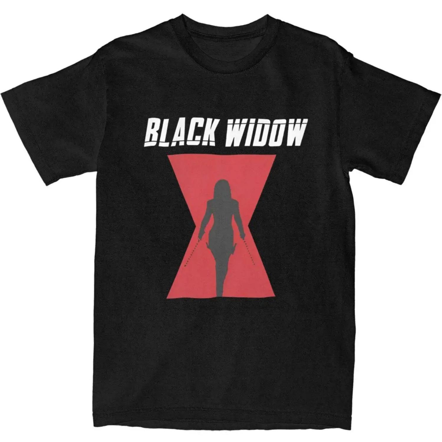 

Black Widow Hourglass Silhouette T Shirts Pure Cotton Tees Beach Y2K Funny Short-Sleeve T Shirt Crewneck Hip Hop Casual Tshirt XXXXXL чёрный