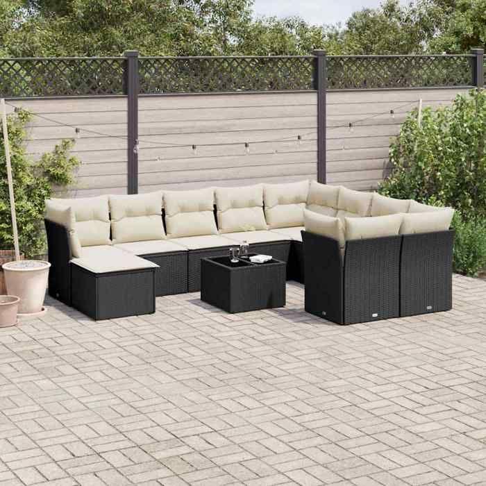 VidaXL Garden Lounge Set with Cushions 11 Pcs, Sofas with Adjustable Feet, Outdoor Furniture Set Patio Terrace, 3250435
