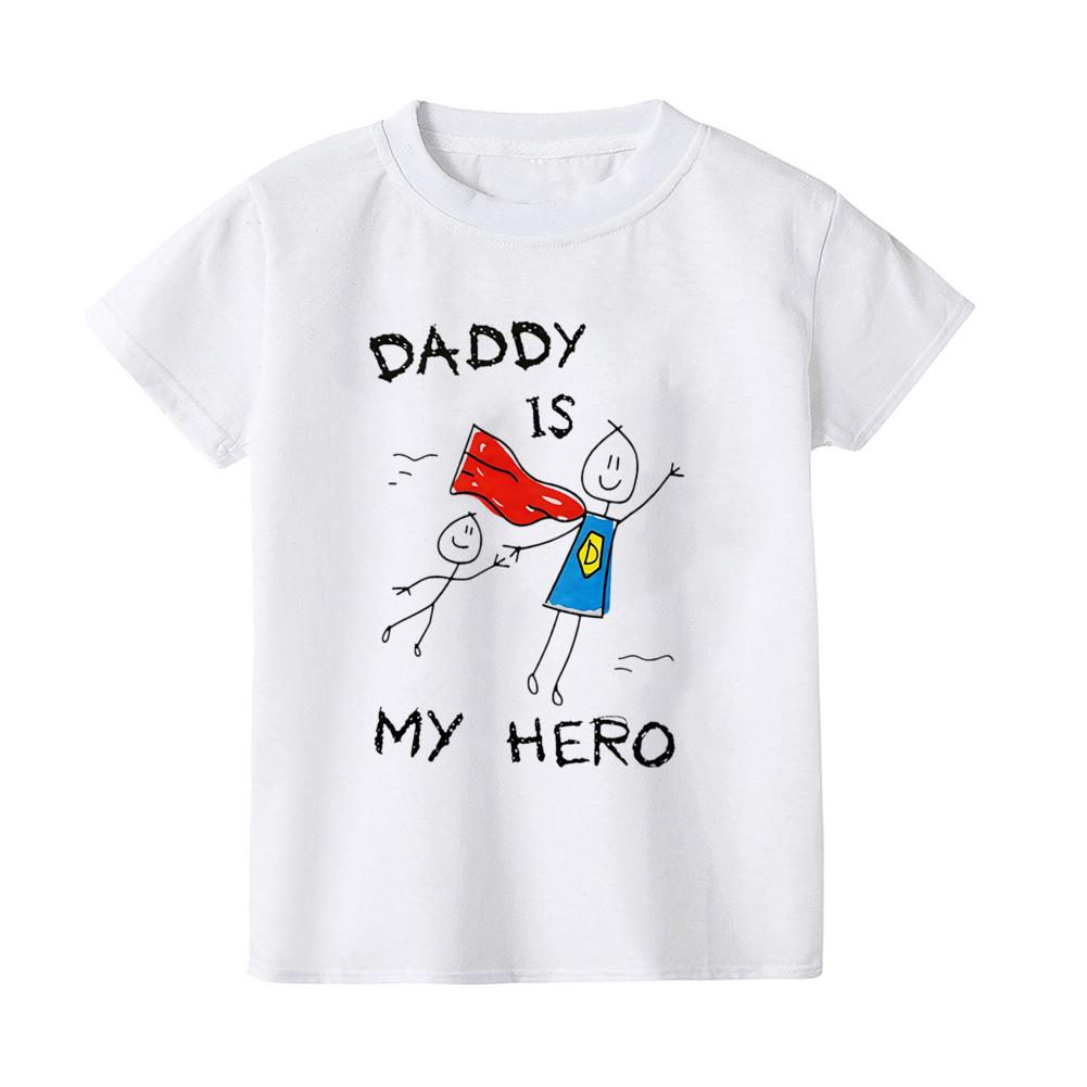 Daddy Is My Hero Boy Girl Kids TShirt Toddler Short Sleeve Tshirt Children Casual Tops Youth  Toddler Kids Fathers Day Shirts