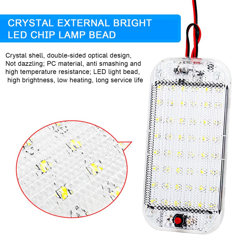 48 LED 12V-24V Panel Light Car Interior Reading Lamp High Brightness Cabin Lights For Van Truck RV Boat Camper Lights