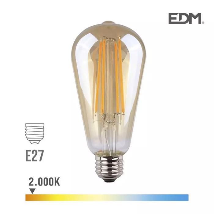 Ampoule LED Ovoïde Vintage – Verre – E27 – 6W – 560lm – 2000K – 6,4x14,2cm - 98624