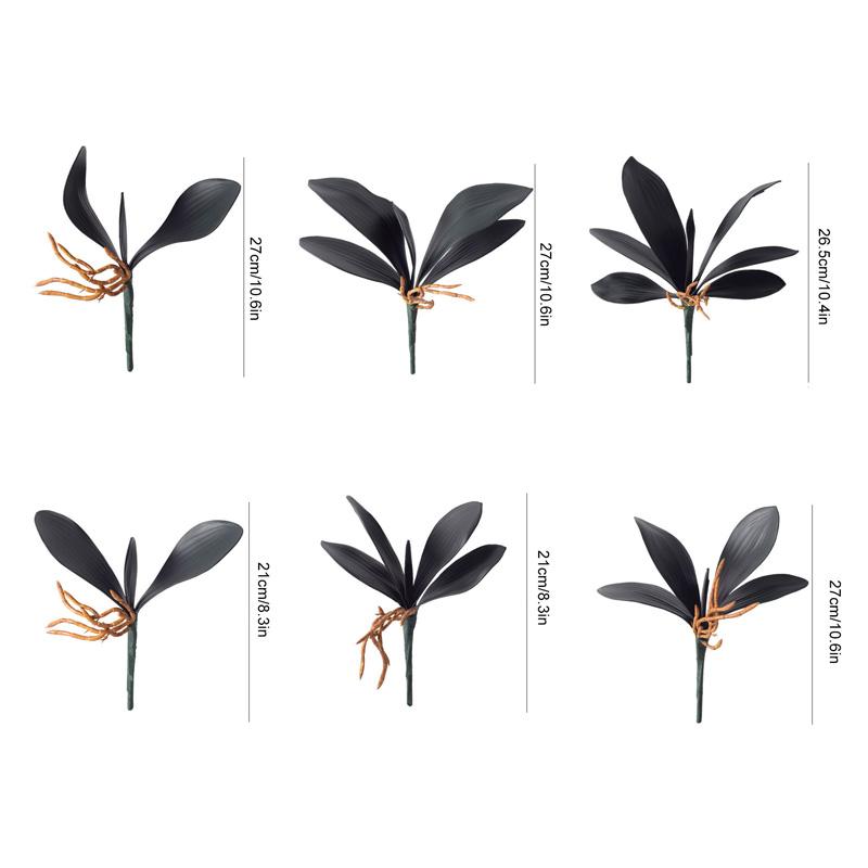 1Pc Artificial Plants DIY PU Flowers Phalaenopsis Leaf Black Floral Decoration Orchid Leaves Real Touch