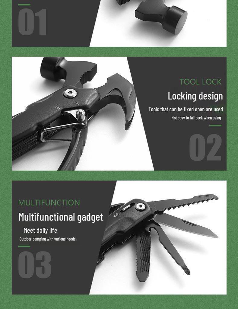 Multi-Function Claw Hammer & Life-Saving Pliers for Outdoor Use