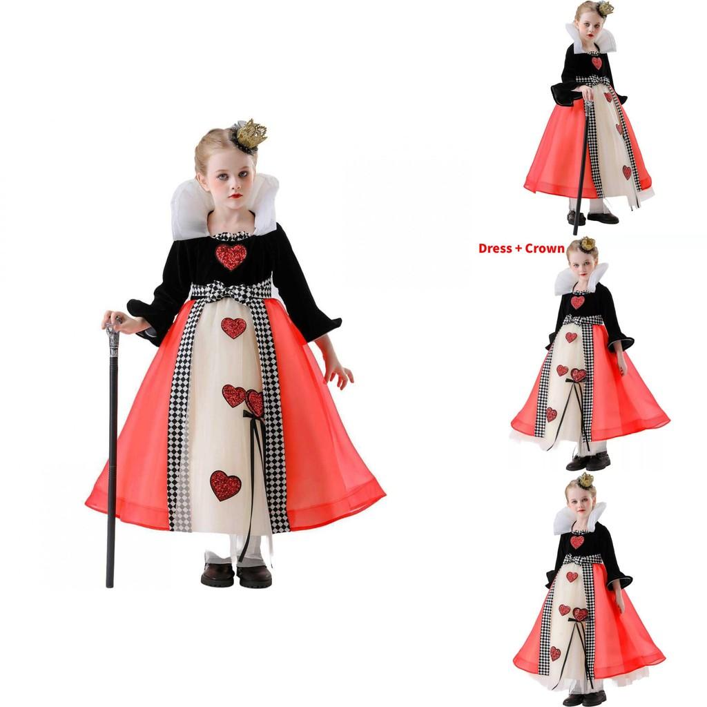 The Red Queen Cosplay Dress For Girls With Tulle Skirt For Halloween Parties