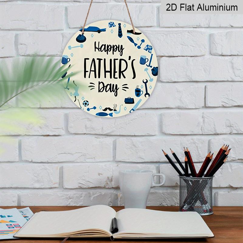 2D Flat, 1pc Charming Blue Tools Pattern Aluminum Wall Art Decor - Round Happy Father'S Day Sign, Classic Style, Indoor Hanging Plaque, Perfect Gift