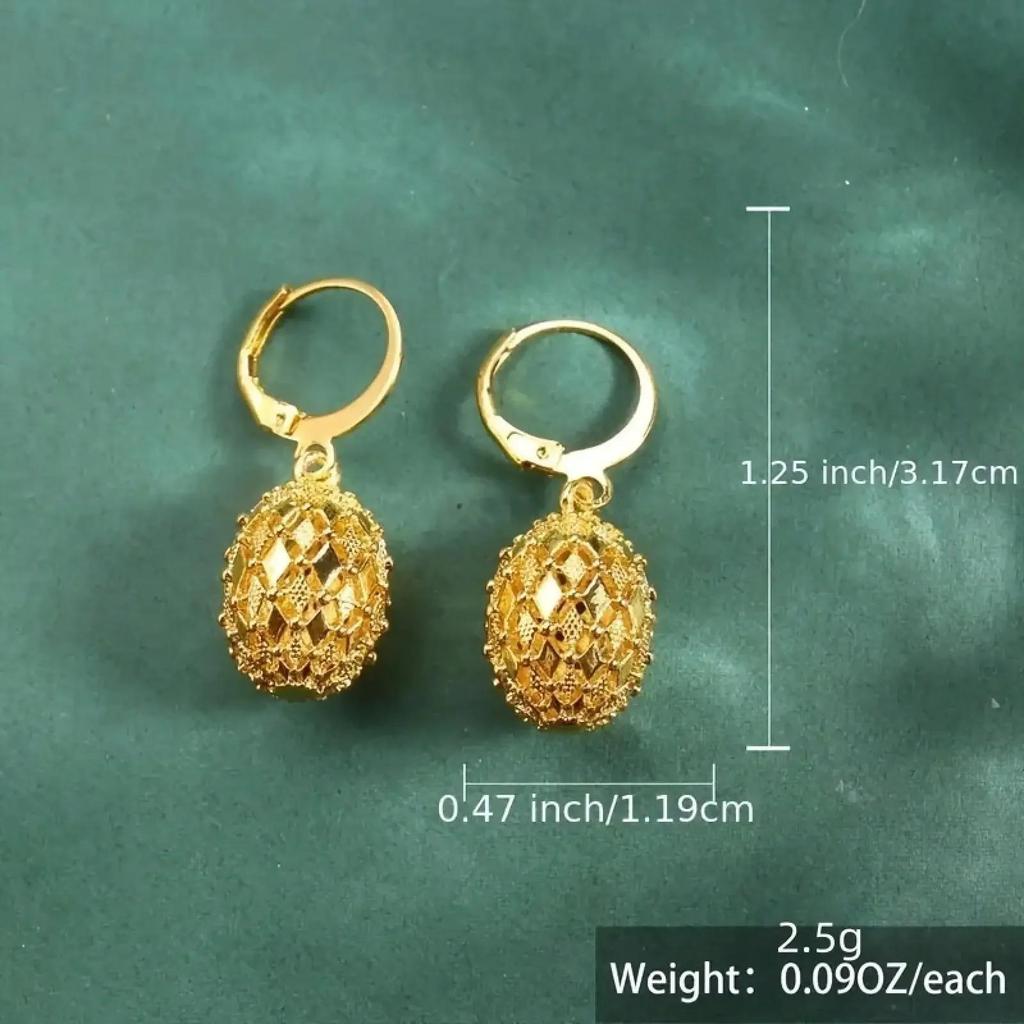 1 Pair of women's hollow ball pendant earrings, fashionable copper alloy sweet earrings, daily party matching