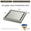 Gun Gray All Copper Anti Odor Bathroom Shower Room Sewer Invisible Floor Drain Washing Machine Toilet Drainage Device