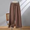 Women's Casual Wide-Leg Cotton Linen Pants - Summer Thin, Loose Fit, Nine-Point Length, Slim and Tall Look