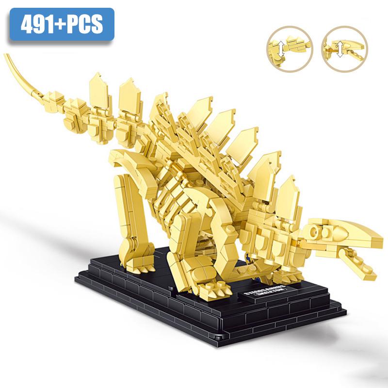 Jurassic Dinosaur World Park T-rex Triceratops Skeleton Building Blocks Indominus Rex Dino Fossil Bricks Toys Gift For Children