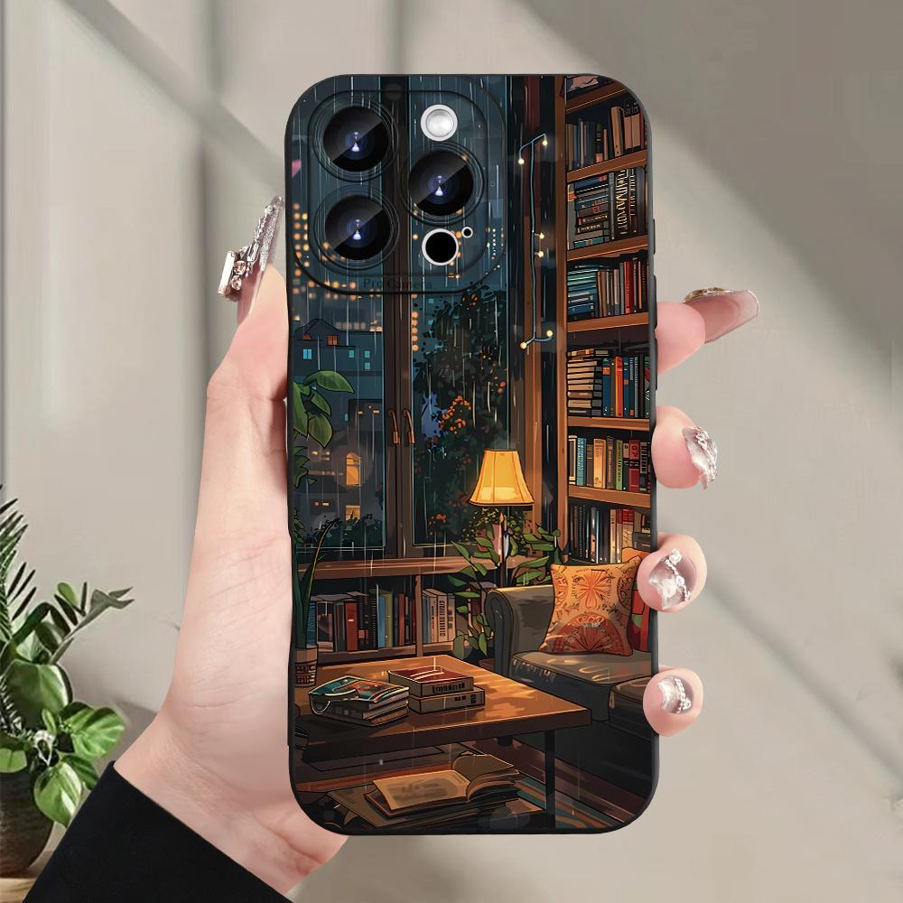 Hot Selling Indoor Bookshelf Pattern Phone Case for iPhone 17 16 15 14 13 12 11 Pro/ Max /Plus Anti-fall and Shockproof