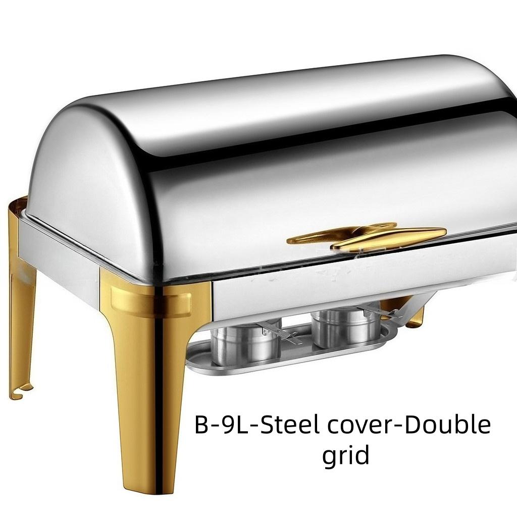 6L/9L Large Capacity Visible Dining Stove Stainless Steel Buffet Stove Alcohol Stove Hotel Restaurant Flip Cover Insulated Stove