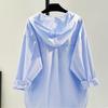 Oversized Tops Long Sleeve Fashion Korean White Blouse Women Shirt Hooded Casual Cotton Blouses