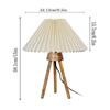 38.1 cm Wood Tripod LED Table Lamps, Rustic Dimmable Bedside Lamp with Linen Beige Lampshade, Nightstand Lamp for Nursery, Bedroom, Kid Room