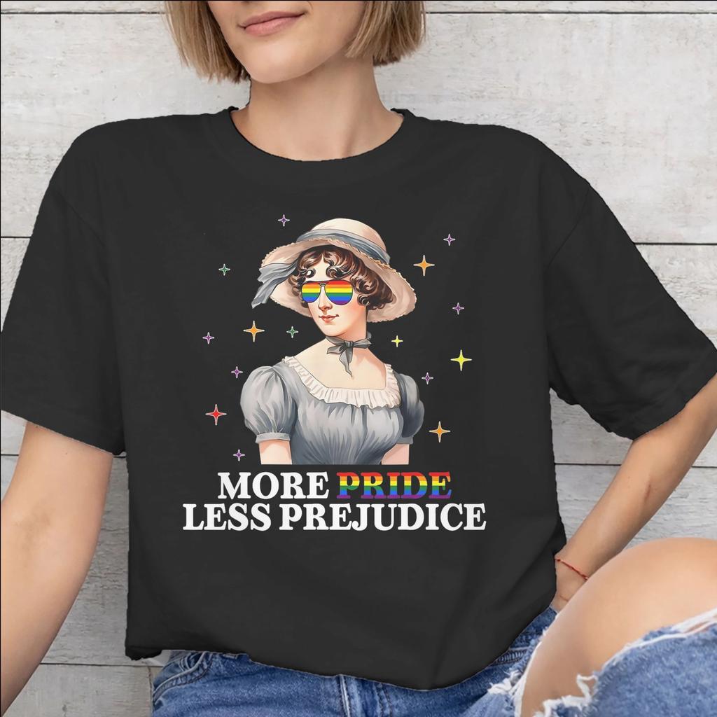 Unisexs Unisexs More Pride Less Prejudice T Shirt 100 Cotton Graphic Printed TShirt Top Clothing