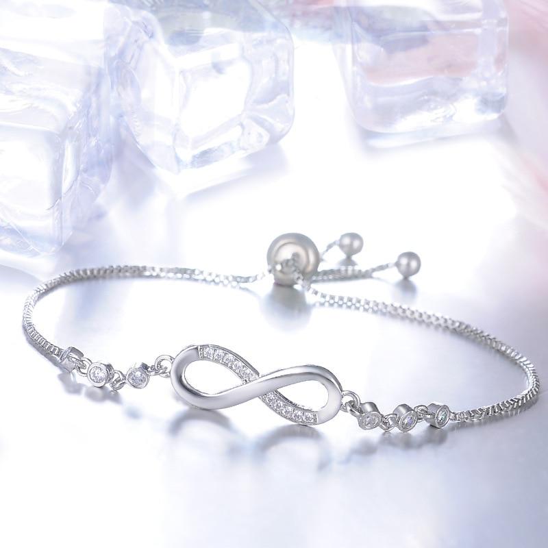 Sipengjel Fashion Stainless Steel Endless Love Infinity Chain Bracelets On Hand Adjustable Bracelets For Woman Party Jewelry