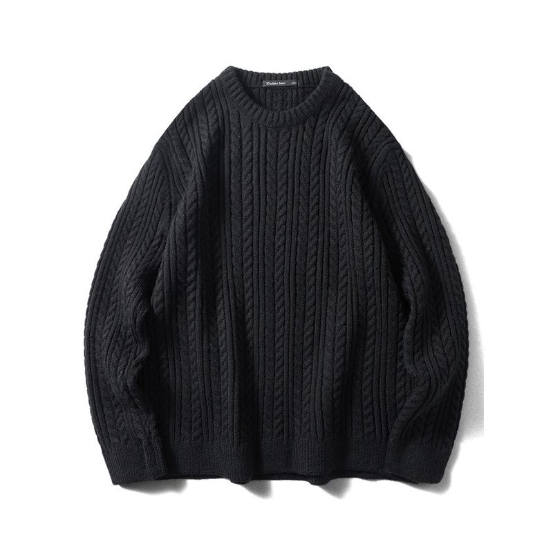 Japan fashion Retro Jacquard Sweater Men's Winter Twist Casual Lazy Inner wear Warm Foreign Trade Cattle Goods Knit Outerwear